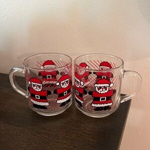 Carlton Glass Mugs Santa Christmas Vintage Set of 2
